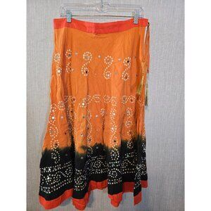Raj Handmade Boho Cotton Skirt  Drawstring Waist With Tassel One Size‎